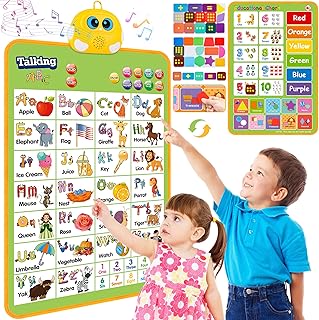 Electronic Alphabet Wall Chart, Talking ABC, 123s, Music Poster, Kids Montessori Toys for Toddlers 2-4, Interactive Educational Toddler Toy, Learning Gift for Age 1 2 3 4 5 Year Old Boys Girls - Green