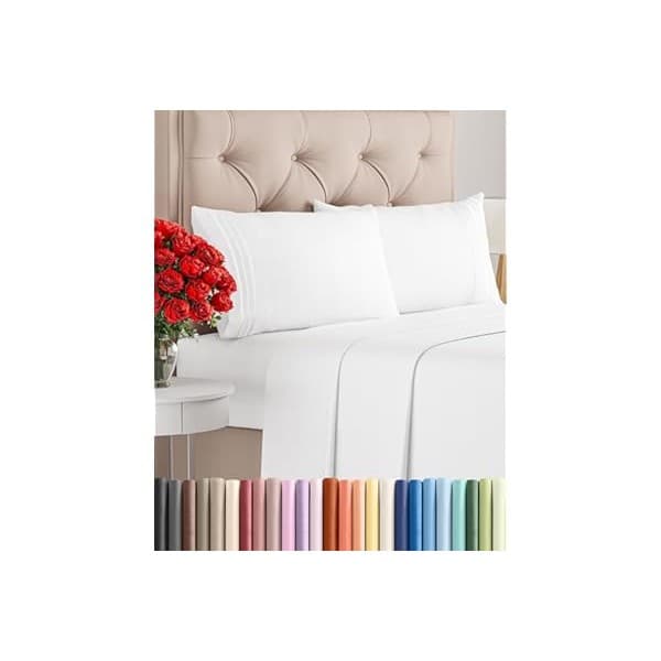 Back in Stock Alert: Queen Size 4 Piece Sheet Set - Comfy Breathable & Cooling Sheets - Hotel Luxury Bed Sheets for Women & Men - Deep Pockets, Easy-Fit, Extra Soft and Wrinkle Free Sheets - White Oeko-Tex Bed Sheet Set