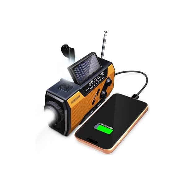 Hidden Gem Find: FosPower NOAA Emergency Weather Radio A1 7400mWh Solar Hand Crank (Orange) | AM/FM/WB power bank 4 power options SOS alarm LED flashlight & 4 LED reading light for outdoor emergency & power outage use.
