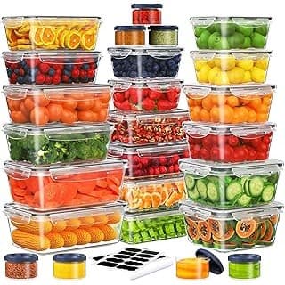 We Are Obsessed With This: 50 PCS Food Storage Containers Set, Plastic Food Containers for Pantry Kitchen Storage and Organization, Microwave and Dishwasher Safe, Leakproof & BPA-Free with Labels Pen(25 Containers & 25 Lids)