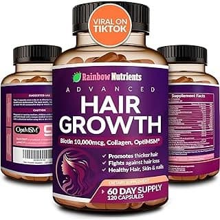 Is It Worth Buying: Hair Growth Vitamins for Women | Biotin 10,000mcg, Collagen, Patented OptiMSM®, goMCT®, Saw Palmetto | Naturally Regrow Stronger & Healthier Hair, Skin and Nails | Stops Hair Loss | 60 Day Supply