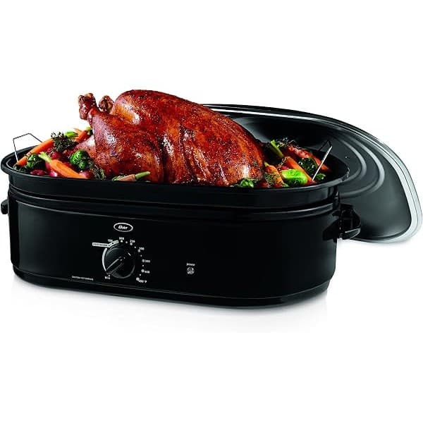 We Are Obsessed With This: Oster CKSTRS18-BSB-W 18-Quart Roaster Oven with Self-Basting Lid, Black