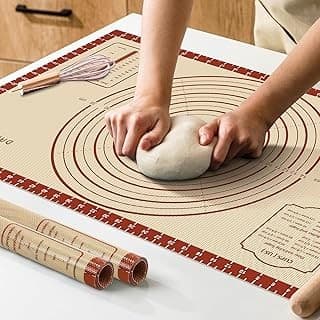 Baby Shower Gift Idea: 26x16 Inch Extra Thick Silicone Baking Mat with Measurements, Non-slip and Reusable - For Cookies, Bread, Pastry