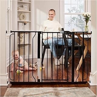 Price Drop: Regalo Safety 29-49" Easy Step Extra Wide Baby Gate for Doorways & Bottom of Stairs, Pressure Mounted Safety Gate with Door for Babies, Toddlers & Pets, Black