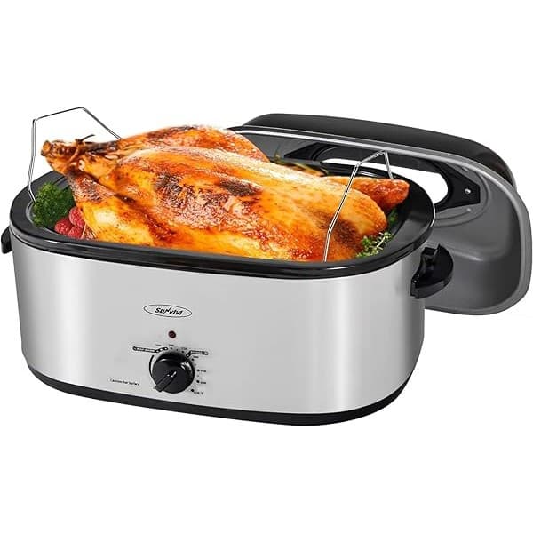 Mom's Pick of the Week: Sunvivi 24 Quart Electric Roaster with Removable Pan,Electric Turkey Roaster Oven with Visible & Self-Basting Lid,Large Roaster with Removable Pot and Cool-Touch Handles