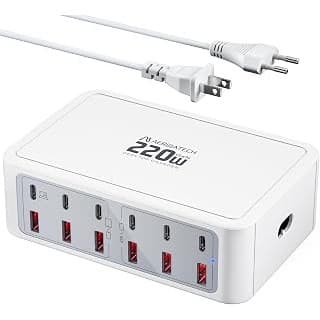 New Mom Must-Have: 12 Ports With 220W Output,PD 65W Laptop Charging,GaN Technology,USB-C & USB-A Ports for Simultaneous Device Charging