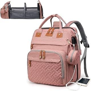 Pregnancy Hack: Astro alan Baby Diaper Bags with Changing Station, Waterproof Diaper Bag Backpack for Moms Dads with USB Charging Port, Baby Shower Gifts, Large Capacity diaper backpack, Pink
