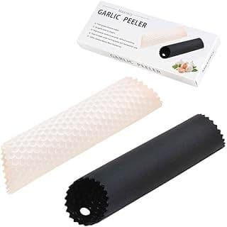 Kitchen Hack Alert: 2 Set Silicone Garlic Peeler Easy Roller Tube Useful Garlic Odorfree Kitchen Tool (Black,Clear)