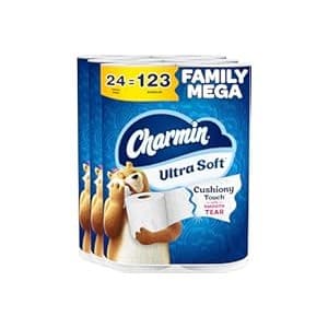 Is It Worth Buying: Charmin Ultra Soft Cushiony Touch Toilet Paper, 24 Family Mega = 123 Regular Rolls, White