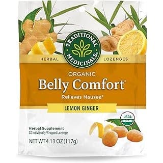 Back in Stock Alert: Traditional Medicinals Organic, Belly Comfort Lozenges, Lemon Ginger - Supports Nausea Relief and Occasional Indigestion - Non-GMO, Stimulant-Free - 30 Individually Wrapped Lozenges