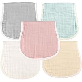 Back in Stock Alert: MUKIN Baby Muslin Burp Cloths and Burping Cloth,Soft Absorbent for Boys Girls,5 Pack Cotton Newborn Burp Bibs face Cloths (Multicolored)