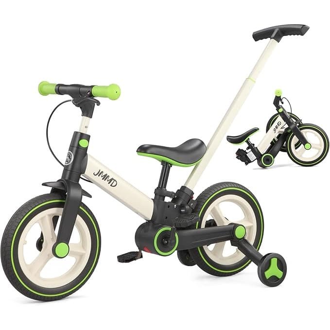 Mom's Pick of the Week: JMMD 6 in 1 Toddler Bike with Push Handle for Kids 18-60 Months, 12" Foldable Balance Bike with Training Wheels, Pedals, Brakes, Kickstand, Push Tricycle Toddler Gift & Toys for Boy & Girl