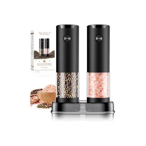 Pregnancy Hack: Electric Salt and Pepper Grinder Set Automatic Battery Pepper Mill Shakers Adjustable Coarseness Upgraded Larger Capacity with Led Home and Kitchen Appliances Birthday Gifts for Women Mom