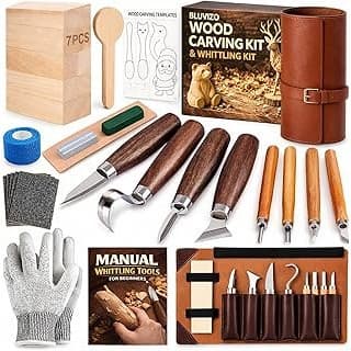 New Mom Must-Have: Wood Carving Kit Whittling Kit: Wood Carving Knife Tools with Leather Case | Deluxe Woodworking Hobby Kit for Beginners Adult Kids, Relaxing Creative Projects, DIY Art Craft Gift for Men Teens