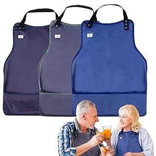 Price Drop: Adult Bibs with Crumb Catcher,3Pack Adjustable Bibs for Eating,Waterproof Washable Men Clothing Protectors,Reusable Large Feeding Bib for Women Elderly Seniors