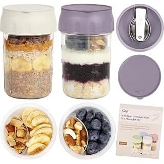 Mom's Pick of the Week: Folding Spoons and Divided Compartments for Fruit&Nuts, Small Glass 16oz Mason Jars for Oatmeal Yogurt Parfait