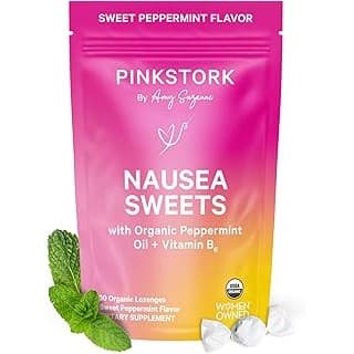 Upgrade Your Life With This: Pink Stork Organic Peppermint Sweets for Morning Sickness and Motion Sickness Support, Added Vitamin B6, 1st Trimester Pregnancy Must Haves - 30 Wrapped Peppermint Candies