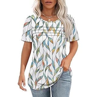 Hidden Gem Find: Womens T Shirts Short Sleeve Tops Dressy Casual Blouses Spring Summer Outfits Flowy Pleated Front Scooped Neck