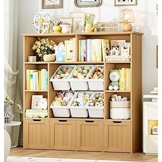 Back in Stock Alert: Toy Storage Organizer with Movable Drawer Toy Organizer for Kids | Toy Organizers and Storage with 6 Toy Bins, Large Kids Bookshelf Toy Chest with Hidden Wheels for Playroom