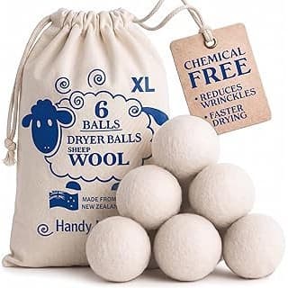 Best Amazon Buy Under: Handy Laundry Wool Dryer Balls 6-Pack, Reusable Natural Fabric Softener | Reusable Wool Dryer Balls, Natural Fabric Softener, Reduces Wrinkles, Alternative to Liquid Softener
