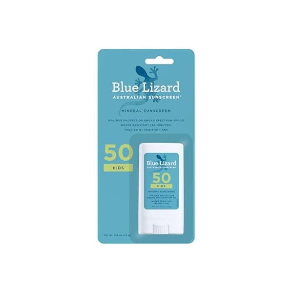 Amazon's Choice: Blue Lizard Kids Mineral SPF 50 Sunscreen Stick, Zinc Oxide, 100% Mineral Actives, Developed for Kids’ Sensitive Skin, TSA-Friendly, Vegan, Paraben-free, Fragrance-Free, 0.5 oz