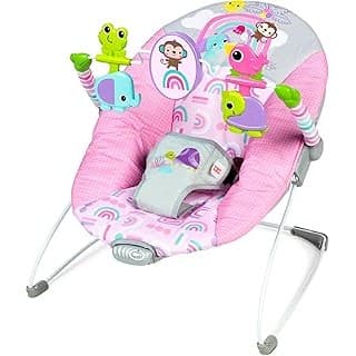 Upgrade Your Life With This: Bright Starts Pink Paradise Portable Baby Bouncer with Vibrating Infant Seat and -Toy Bar, Max Weight 20 lbs., Age 0-6 Months