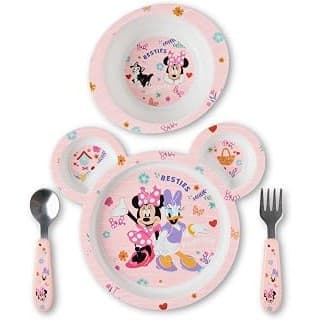 Budget Find You Need: The First Years Disney Minnie Mouse Kids Dinnerware Set - Includes Toddler Plate, Bowl, Fork, and Spoon - Baby Led Weaning Supplies - 4 Count- Ages 9 Months and Up