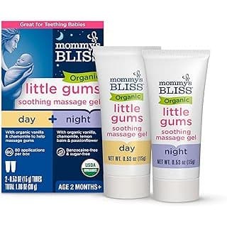 Perfect Gift Idea: Mommy's Bliss Organic Little Gums Soothing Massage Gel Day and Night Combo, Great for Teething Babies, Age 2 Months+, Sugar Free, Mild & Sweet Flavor, 2 - 0.53 Oz Tubes (Pack of 1)
