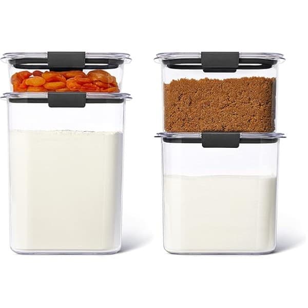 Kitchen Hack Alert: Rubbermaid Brilliance Pantry Food Storage Containers, Set of 4 (8 Pieces), BPA-Free, Clear, Airtight