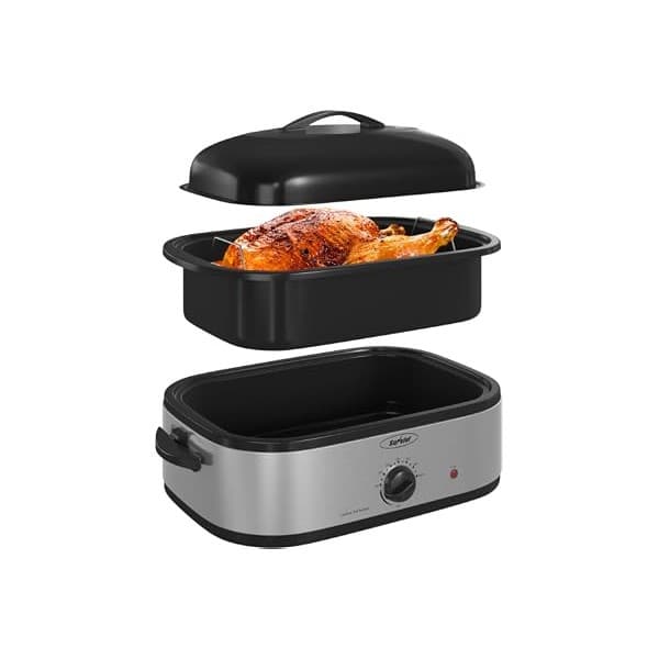 Baby Shower Gift Idea: Sunvivi 14-Quart Electric Roaster Oven with Self-Basting Lid, Turkey Roaster Oven with Removable Pan and Rack, Stainless Steel, Silver