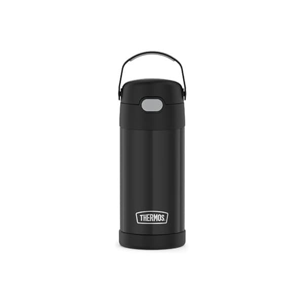 Pregnancy Hack: THERMOS FUNTAINER Water Bottle with Straw - 12 Ounce - Kids Stainless Steel Vacuum Insulated Water Bottle with Lid, Black