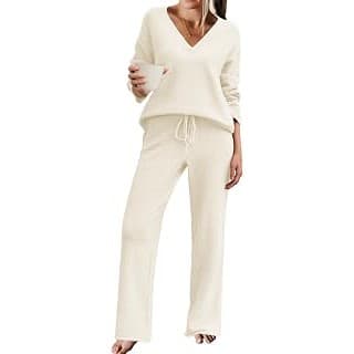 Perfect Gift Idea: Pullover Sweater Top Wide Leg Pants Set,Fall Winter Matching Outfits,Comfy Cozy Loungewear,for Home,Travel