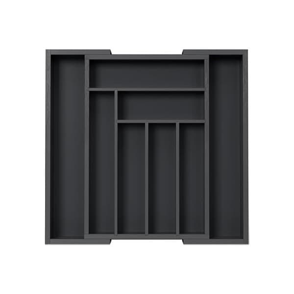 Pregnancy Hack: Pipishell Bamboo Expandable Drawer Organizer for Utensils Holder, Adjustable Cutlery Tray, Wood Drawer Dividers Organizer for Silverware, Flatware, Knives in Kitchen, Bedroom, Living Room(M-Black)