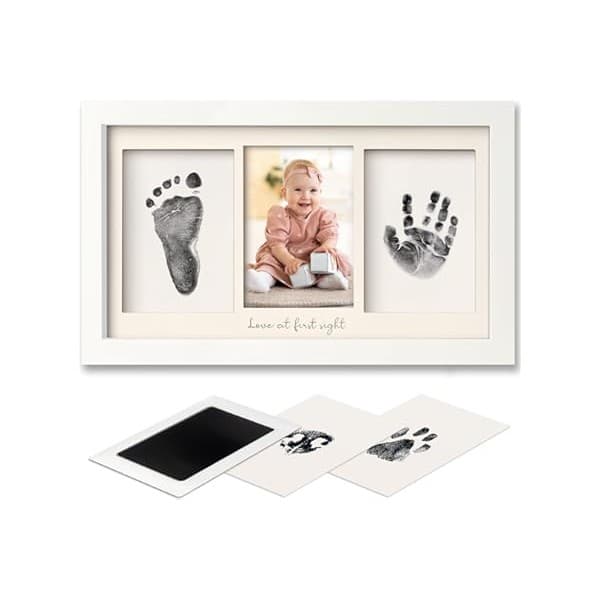 New Mom Must-Have: Inkless Hand and Footprint Kit, Boy, Girl, Newborn Keepsake - No Mess Ink Pad for Baby Handprint, Clean Touch Paw Print Kit for Dog, Baby Shower Gifts for New Mom First Mother's Day (Alpine White)