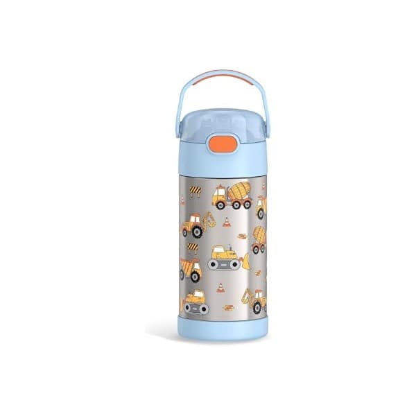 Mom's Pick of the Week: THERMOS FUNTAINER Water Bottle with Straw, 12oz, Construction | Kids Stainless Steel Insulated Water Bottle, Keeps Drinks Cold Longer for School & Play, BPA-Free