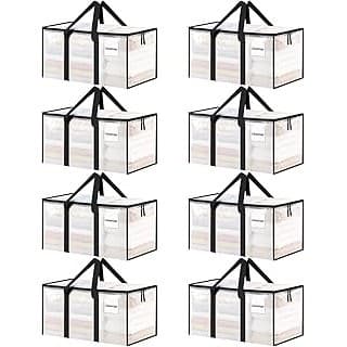This Solves the Problem: 8 Pack Extra Large Heavy Duty Moving Bags, Clear Storage Bins with Lids, Reinforced Handles & Heavy-Duty Zippers Moving Boxes Storage Bags Totes for Clothes Packing, Dorms, College Supplies, Clear