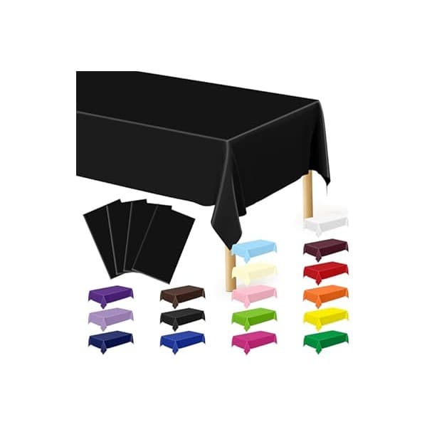Toddler-Approved Amazon Find: QZYL 4 PCS Picnic Table Cover with Bench Covers, Black Plastic Table Cloths, 54 X 108 in Disposable Waterproof Rectangle Table Covers for Camping Birthdays Weddings Parties Christmas
