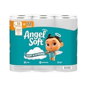 New Mom Must-Have: Angel Soft Toilet Paper, 18 Mega Rolls = 72 Regular Rolls, Soft and Strong Toilet Tissue