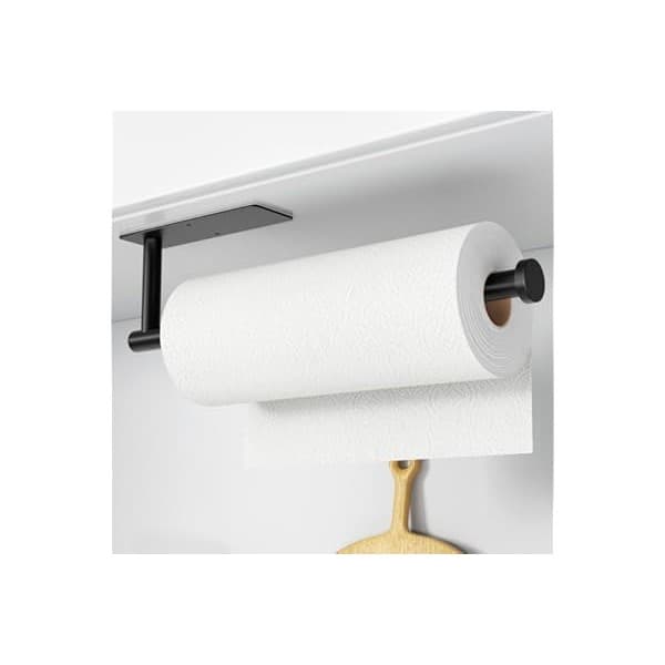 Back in Stock Alert: Paper Towel Holder - Self-Adhesive or Drilling, Matte Black Wall Mounted Rack - SUS304 Stainless Steel Kitchen Roll Dispenser Under Cabinet