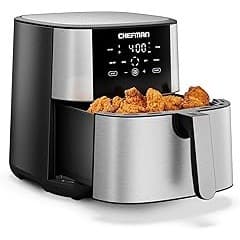 Limited Time Deal: Chefman Air Fryer 8 Qt | TurboFry® 4-in-1 with 450°F Hi-Fry Option for Crispier Results | Bake, Dehydrate, Frozen | XL Nonstick Dishwasher-Safe Basket | Stainless Steel