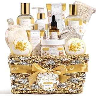 Upgrade Your Life With This: Honey & Almond Milk Bath and Body Kit Care Package, Anniversary Bosses Day Gifts for Women Mom Her Wife Girlfriend Friend Sis