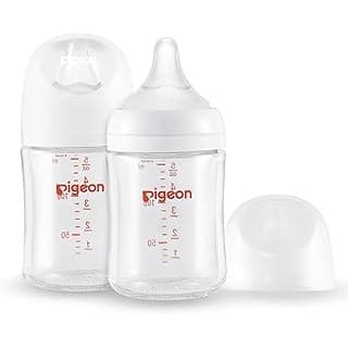 Kitchen Hack Alert: Pigeon Glass Nursing Bottle Wide Neck, Anti-Colic, Streamlined Body, Natural Feel, Easy to Clean, Heat-Resistant, 5.4 Oz (Pack of 2), Includes 2pcs SS Nipples (0m+)