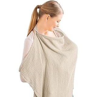 Budget Find You Need: Konssy Muslin Nursing Cover for Baby Breastfeeding, Breathable 100% Cotton Breastfeeding Cover with Rigid Hoop for Mother Nursing Apron, Multi-use Carseat Canopy (Summer Wheat)