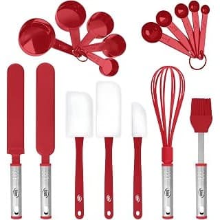 Kitchen Hack Alert: Silicone Spatula Set, 17 Piece Baking Utensils, Nylon and Stainless Steel, Non Stick and Heat Resistant Bakeware set New Baker's Gadget Tools Collection