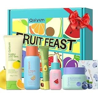 New Mom Must-Have: QUIYUM Fruit Skincare for Teens, 5 Daily Routine Beauty Skin Care Sets - Exfoliating, Smooth, Clean, Oil Control, Firm, Hydrating, Glow Up, Facial Skincare Gift Set for Girls, for All Skin Types