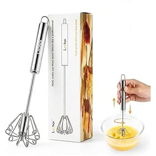 New Mom Must-Have: Upgraded Stainless Steel Semi-Automatic Whisk - Easy to Use Whizzy Whisk, Versatile Wisker Tool for Cooking, Kitchen Essential Egg Beater for Baking, Whisking, Beating & Stirring (10in)