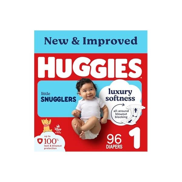 Upgrade Your Life With This: Huggies Size 1 Diapers, Little Snugglers Baby Diapers, Size 1 (8-14 lbs), 96 Count, Packaging May Vary