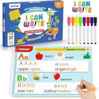 Trending on Amazon: Preschool Learning Activities,Kindergarten Workbook Ages 3-6,Back to School | 33 reusable dry-erase activities, 8 markers, wipe and achievement card for preschool, homeschool, classroom and travel