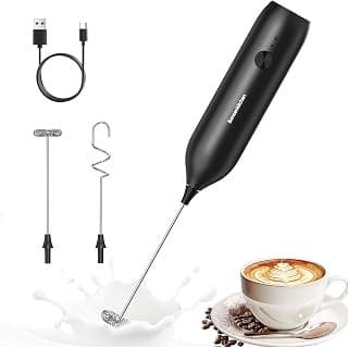 Mom's Pick of the Week: Bonsenkitchen Rechargeable Milk Frother Handheld, Electric Foam Maker with Stainless Steel Whisk, Charging USB-C, Portable Hand Wand Drink Mixer for Coffee Matcha Lattes Cappuccino, Kitchen Gifts