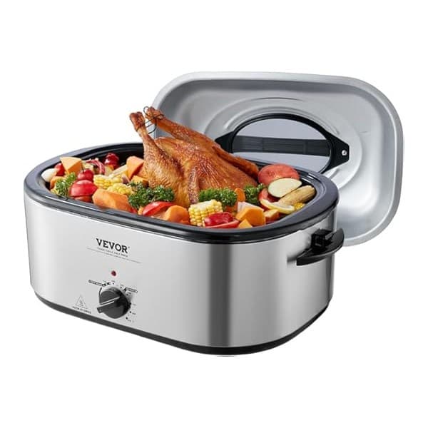 Mom's Pick of the Week: VEVOR Electric Turkey Oven, 26 QT Capacity with Auto-Basting Cover, 1450W, Features Defrost & Keep Warm Settings, Temperature Control, Includes Detachable Pan & Rack, Accommodates Up to 30LBS Turke